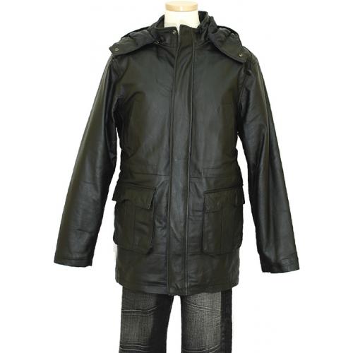 Phase Two Black Genuine Leather 3/4 Length Coat 1475RMJ